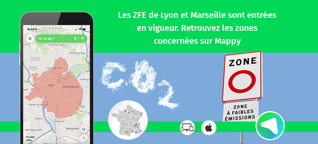 Les ZFE-m mises en place à Lyon et Marseille - Blog Mappy